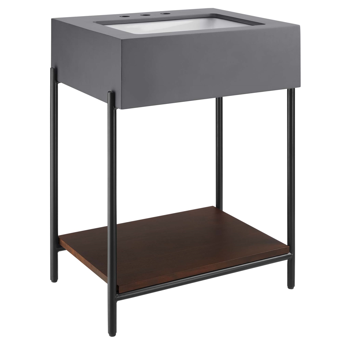 EEI-6861-BLK-WHI 24 in. Etch Bathroom Vanity with Sink, Black White