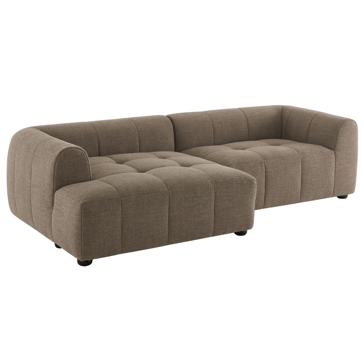 EEI-6868-MOC Liana Left-Facing Upholstered Fabric Modular Sofa with Chaise, Mocha