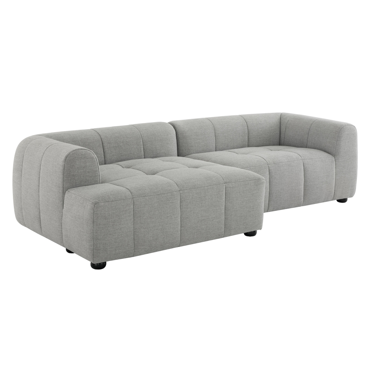 EEI-6868-PEW Liana Left-Facing Upholstered Fabric Modular Sofa with Chaise, Pewter