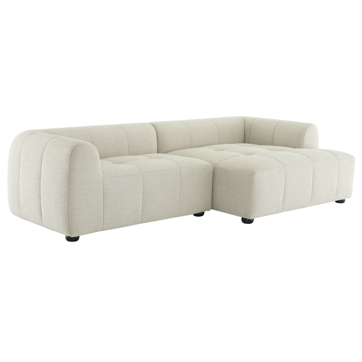 EEI-6869-LIN Liana Right-Facing Upholstered Fabric Modular Sofa with Chaise, Linen