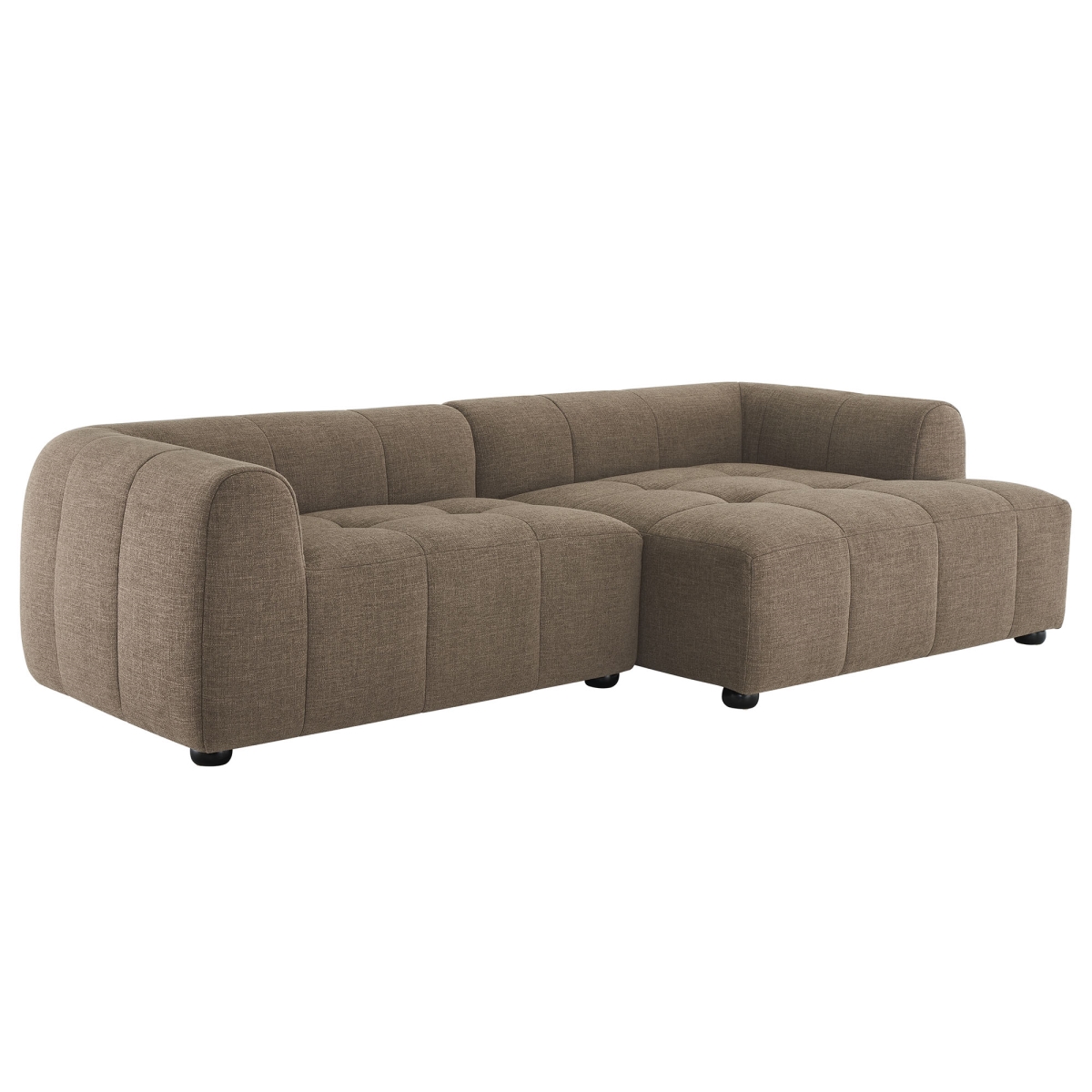 EEI-6869-MOC Liana Right-Facing Upholstered Fabric Modular Sofa with Chaise, Mocha