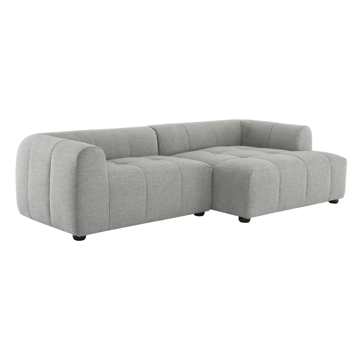 EEI-6869-PEW Liana Right-Facing Upholstered Fabric Modular Sofa with Chaise, Pewter