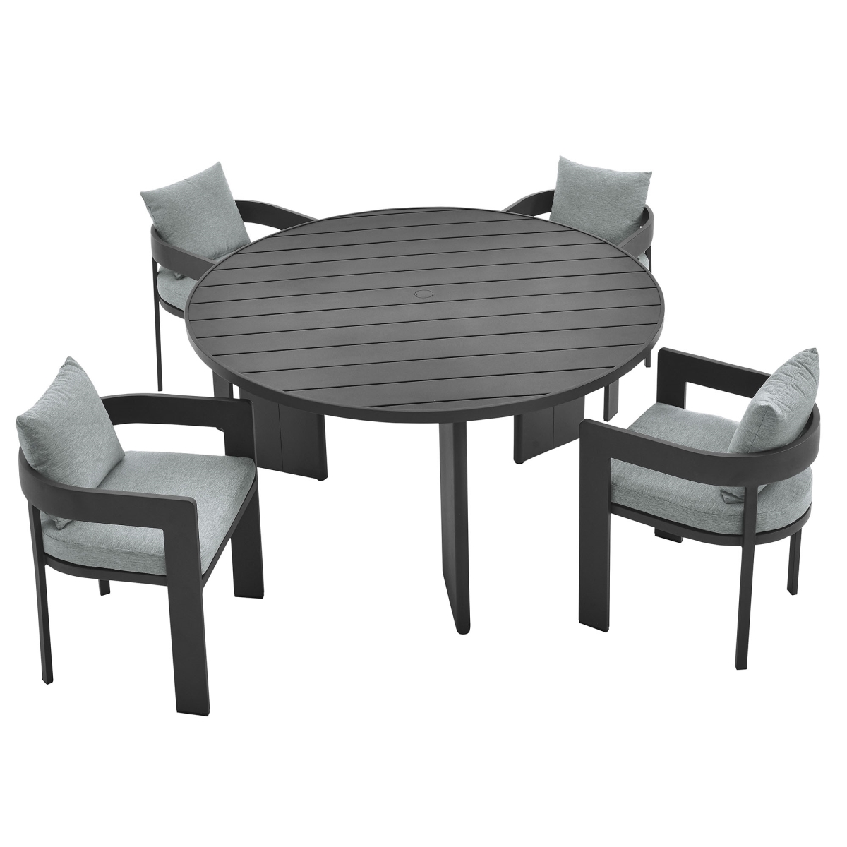 Picture of Modway Furniture EEI-7060-GRY-GRY-SET 105 x 105 x 33 in. Tahoe Outdoor Patio Aluminum Dining Set&#44; Gray - 5 Piece