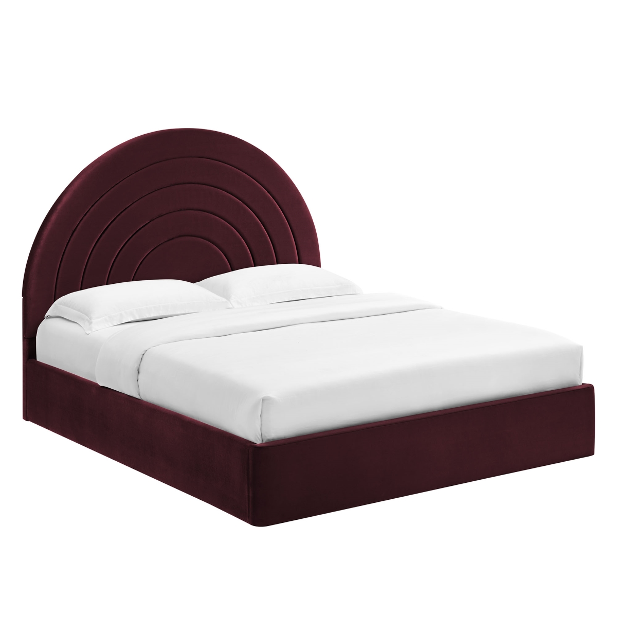 MOD-7166-MUL Solana Arched Performance Velvet Platform Bed, Mulberry - Full Size