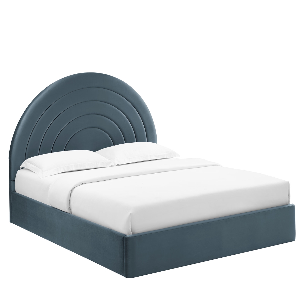 MOD-7167-CAB Solana Arched Performance Velvet Platform Bed, Cadet Blue - Queen Size