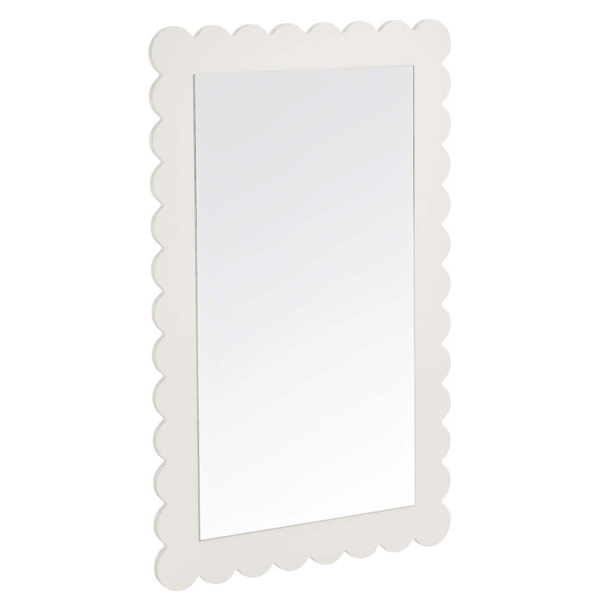 EEI-7116-WHI 16.54 in. Emmeline Scalloped Rectangle Wall Mirror, White