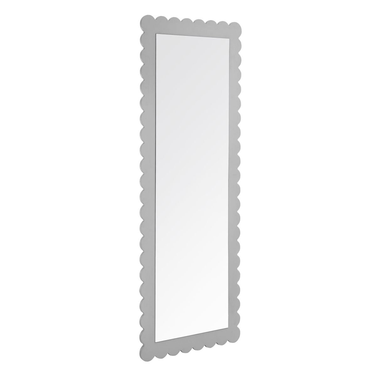 EEI-7117-LGR Emmeline Scalloped Rectangle Floor Mirror, Light Gray