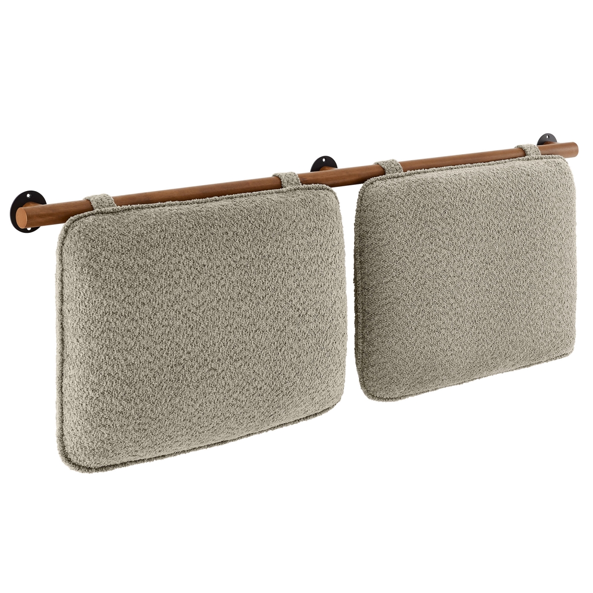 MOD-7211-OAT-WAL Anela Wall-Mounted Chenille Upholstered Headboard, Oatmeal & Walnut - Full Size