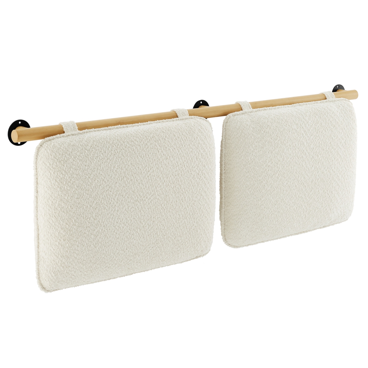 MOD-7213-CRE-NAT Anela Wall-Mounted Chenille Upholstered Headboard, Cream & Natural - King Size