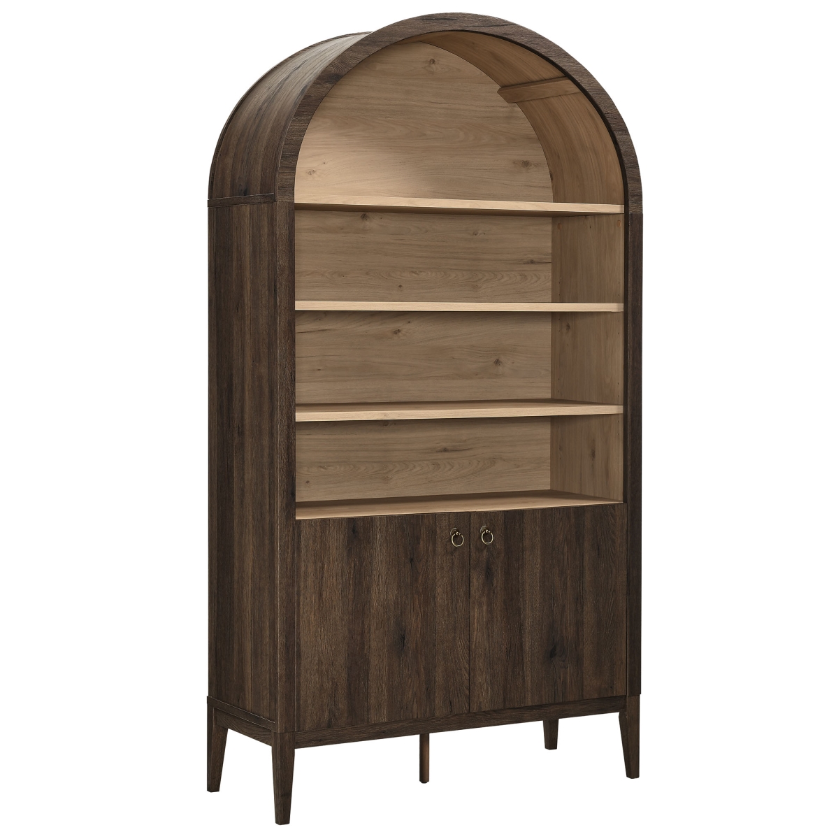 EEI-7169-WAL-LOA 74 in. Nolan Tall Wide Arched Storage Display Cabinet Bookshelf, Dark Walnut
