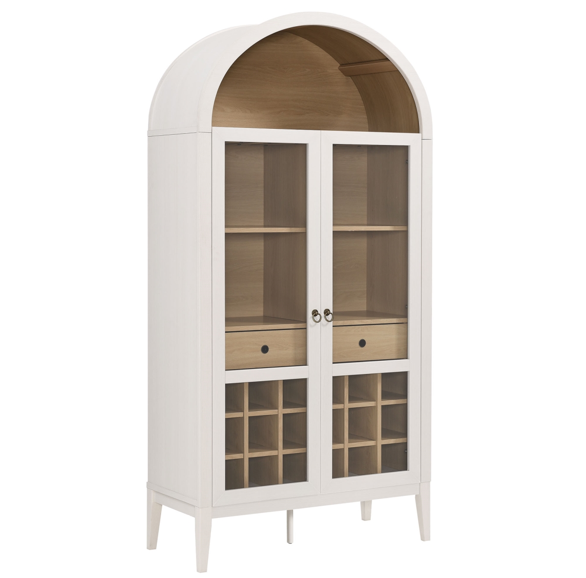 EEI-7203-IVO-OAK Nolan Arched Bar Cabinet, Ivory