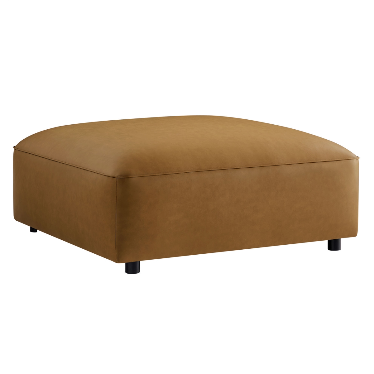EEI-7125-CAM Auren Upholstered Vegan Leather Ottoman, Camel