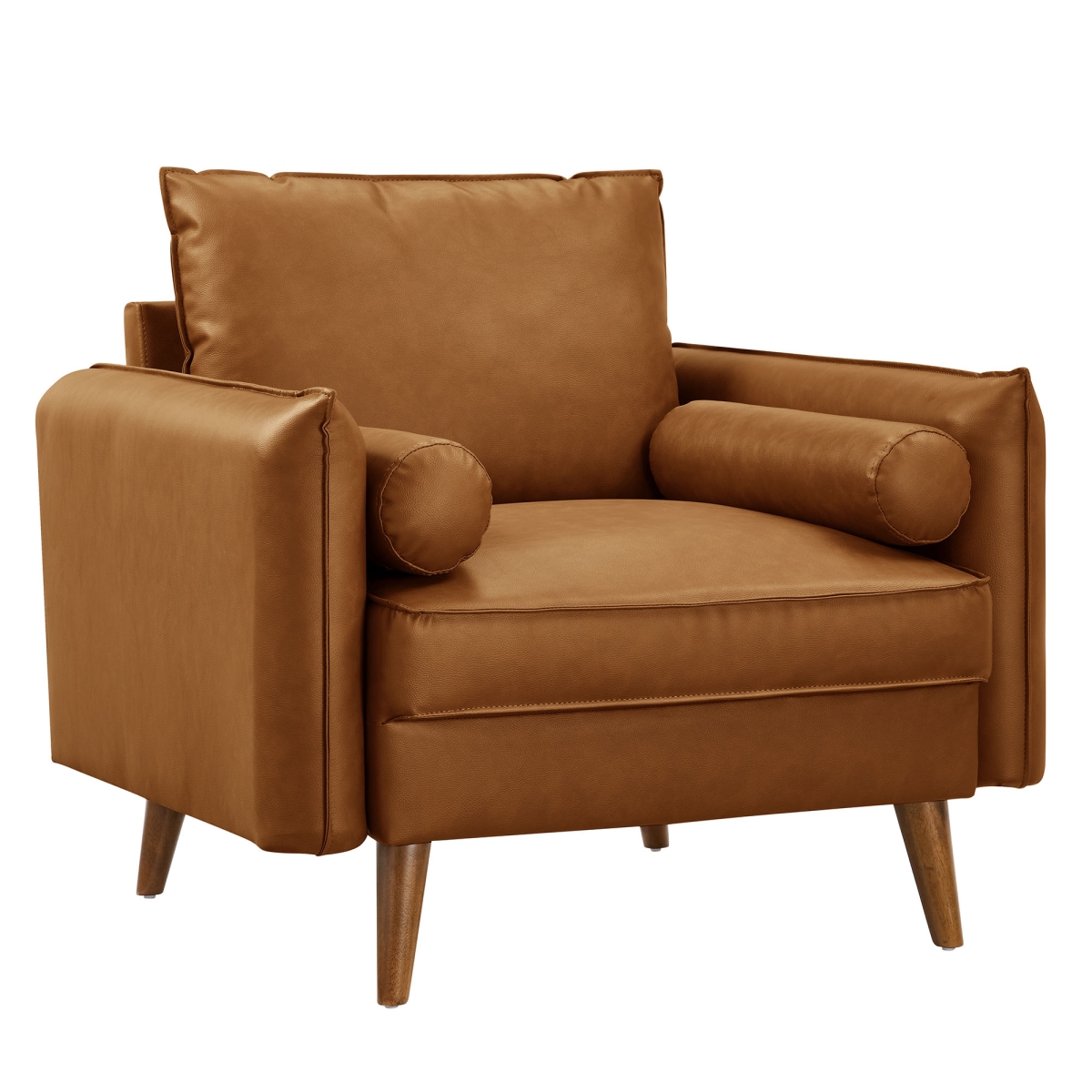 EEI-6973-TAN Revive Upholstered Vegan Leather Accent Armchair, Tan