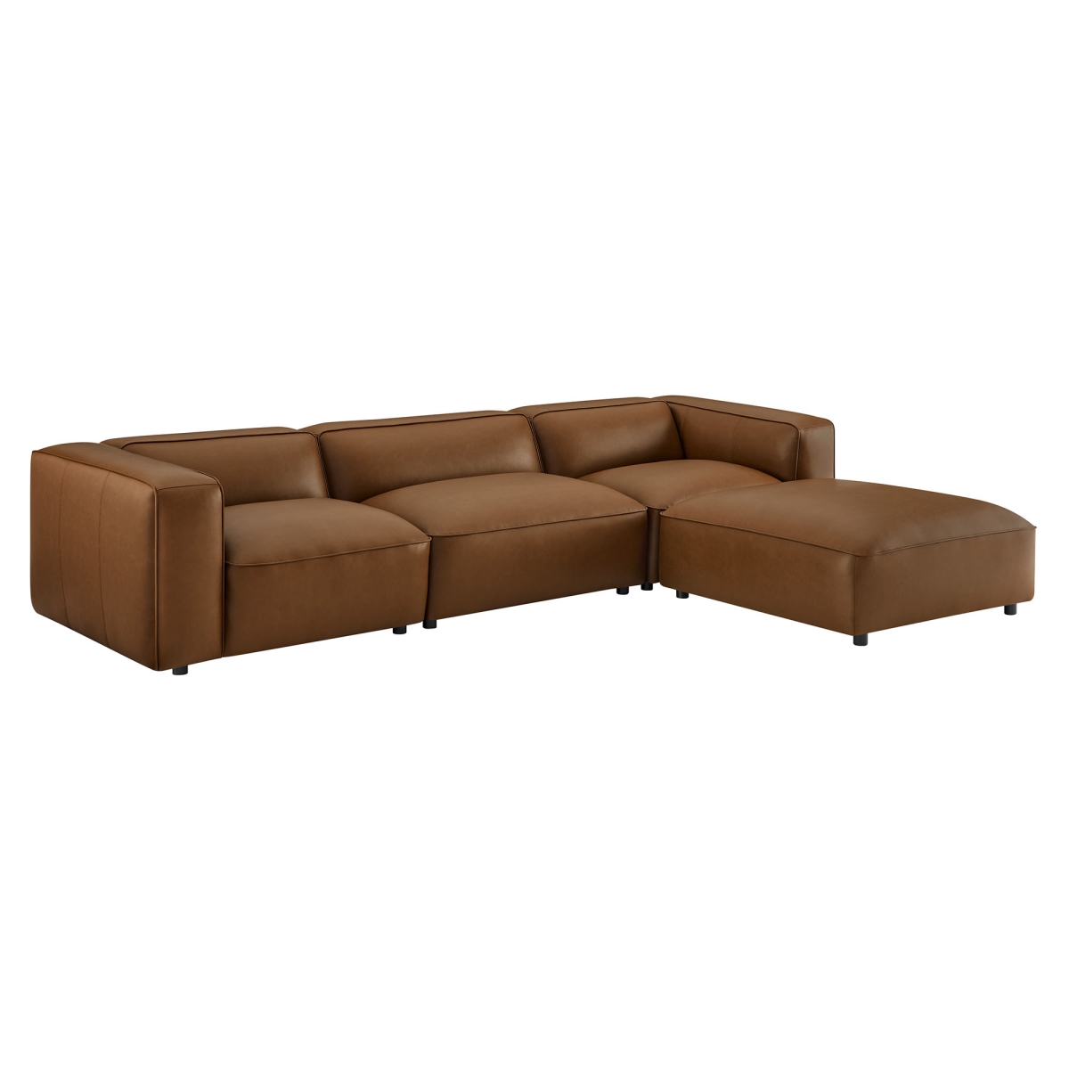 EEI-7128-COF Auren Vegan Leather Modular Sofa Set, Coffee - 4 Piece