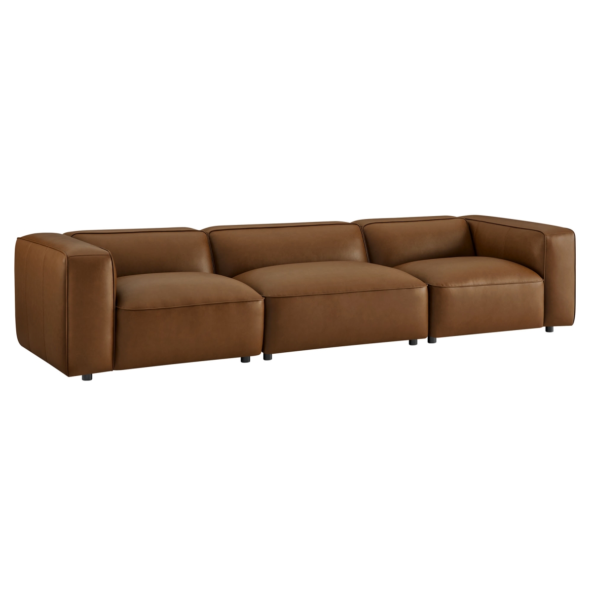 EEI-7132-COF Auren Upholstered Vegan Leather Modular Sofa, Coffee - 3 Piece