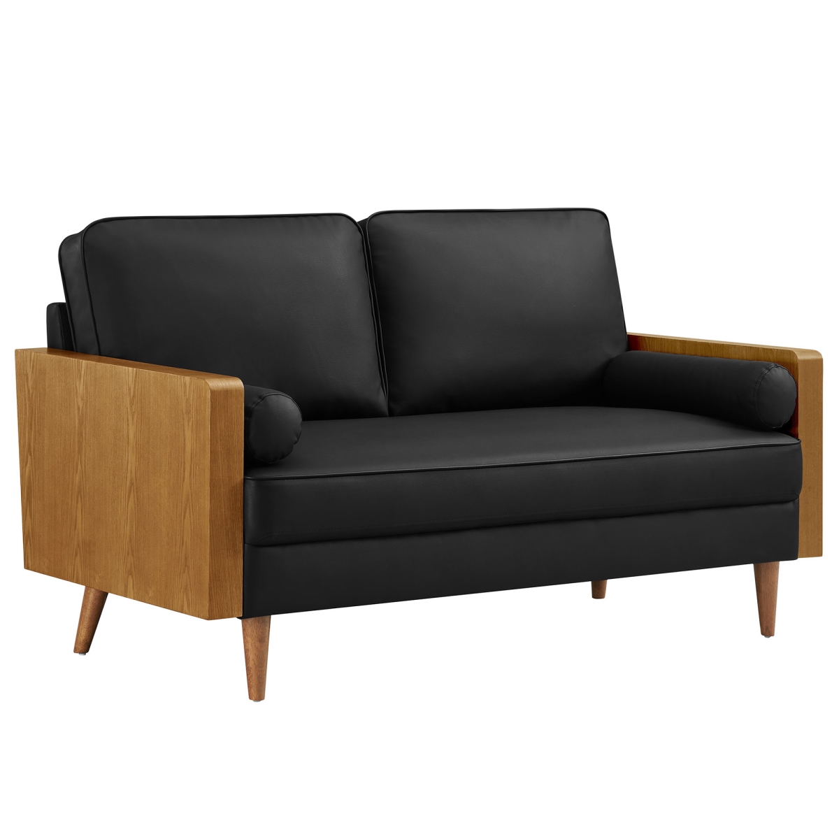 EEI-6943-WAL-BLK Kellan Vegan Leather Loveseat, Walnut & Black