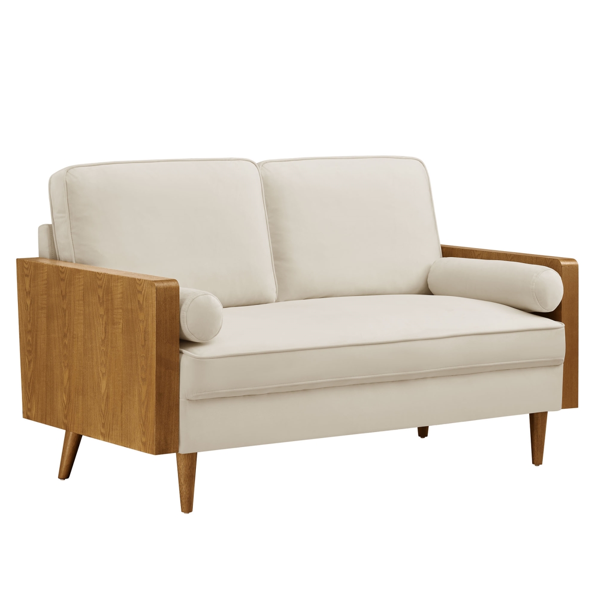 EEI-6945-WAL-ALA Kellan Performance Velvet Loveseat, Walnut & Alabaster