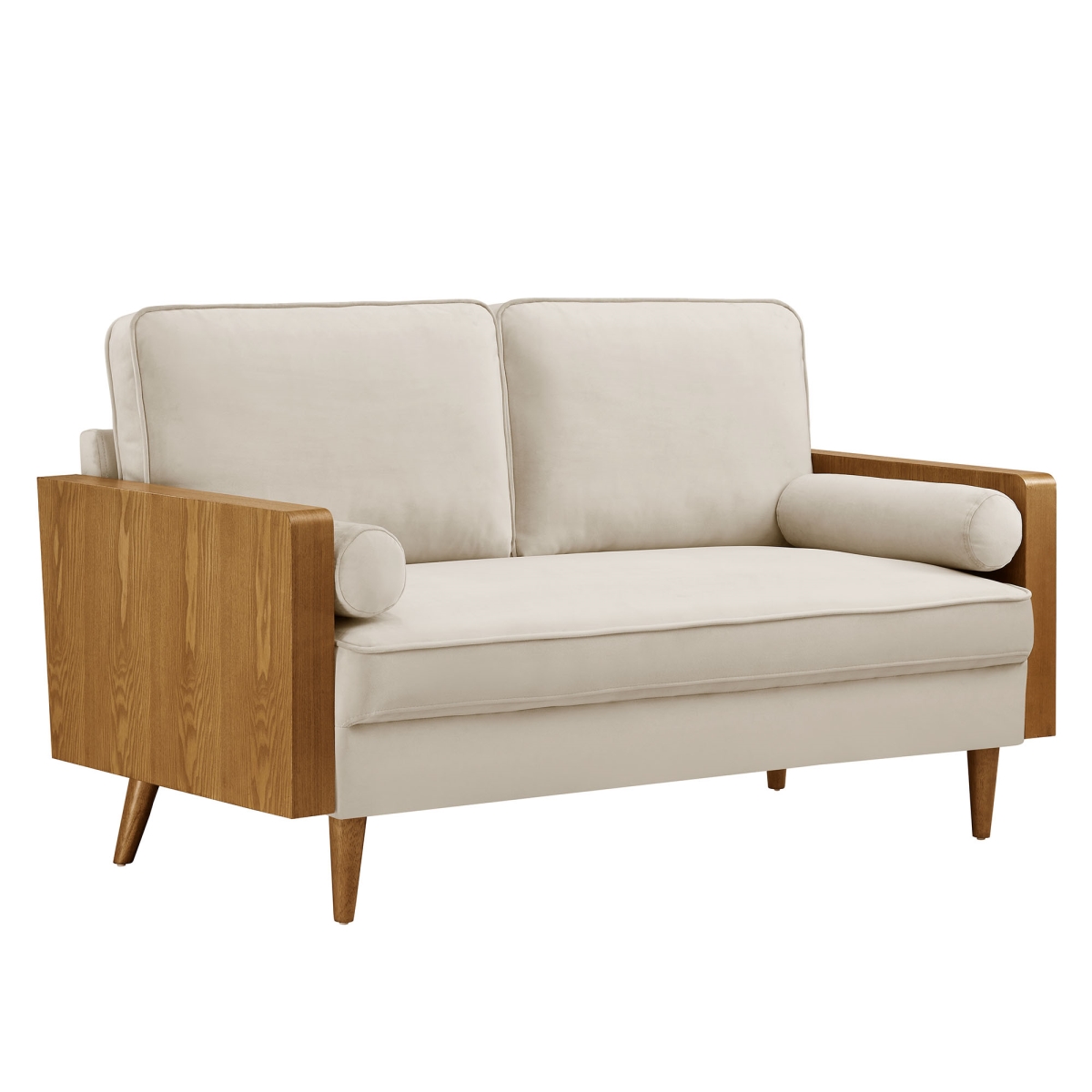 EEI-6945-WAL-ALM Kellan Performance Velvet Loveseat, Walnut & Almond