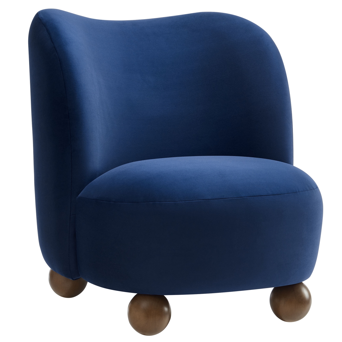 EEI-6990-MID-WAL Monroe Performance Velvet Accent Chair, Midnight Blue Walnut