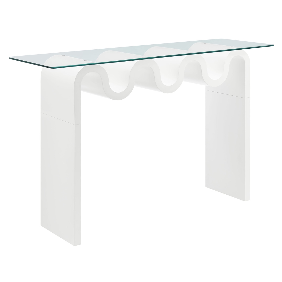 EEI-6901-WHI 50 in. Ondine Glass Top Console Table, White