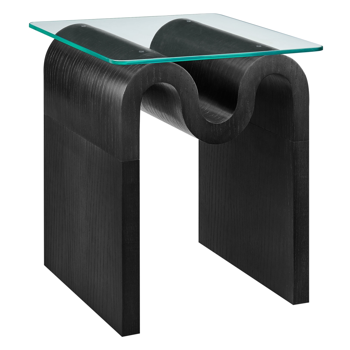 EEI-6902-BLK Ondine Glass Top Side Table, Black
