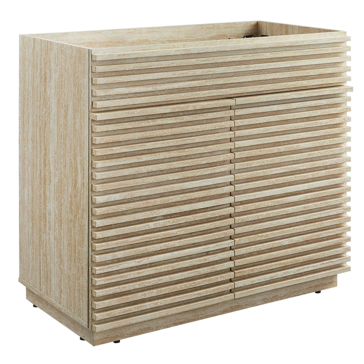 EEI-6969-TRA 36 in. Render Faux Bathroom Vanity Cabinet without Sink, Travertine
