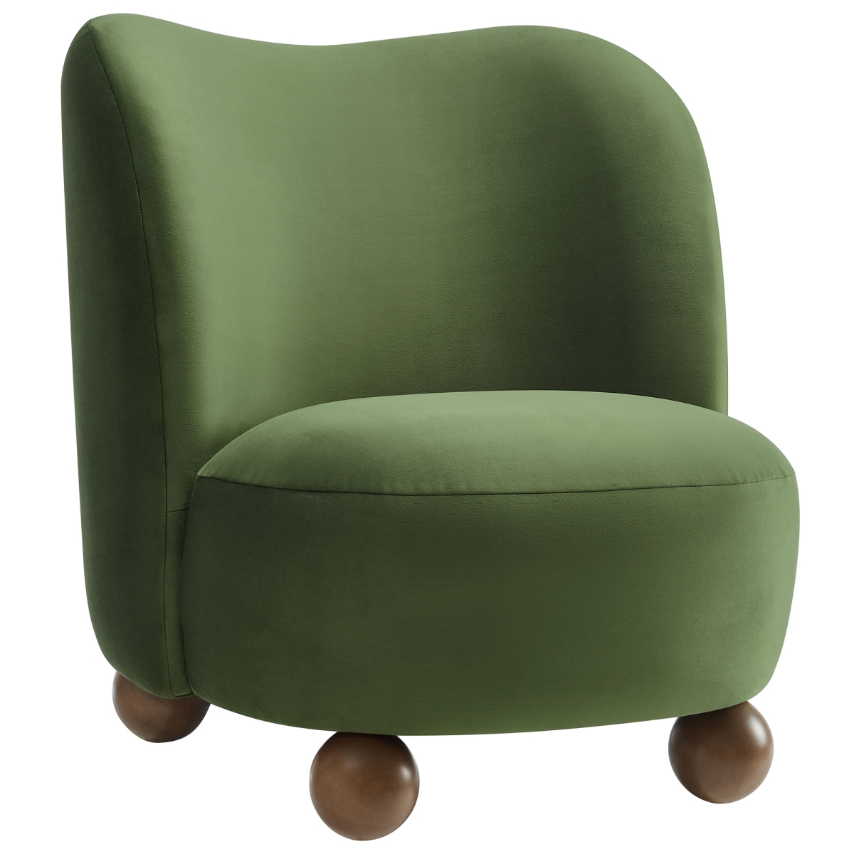 EEI-6990-MOG-WAL Monroe Performance Velvet Accent Chair, Moss Green & Walnut