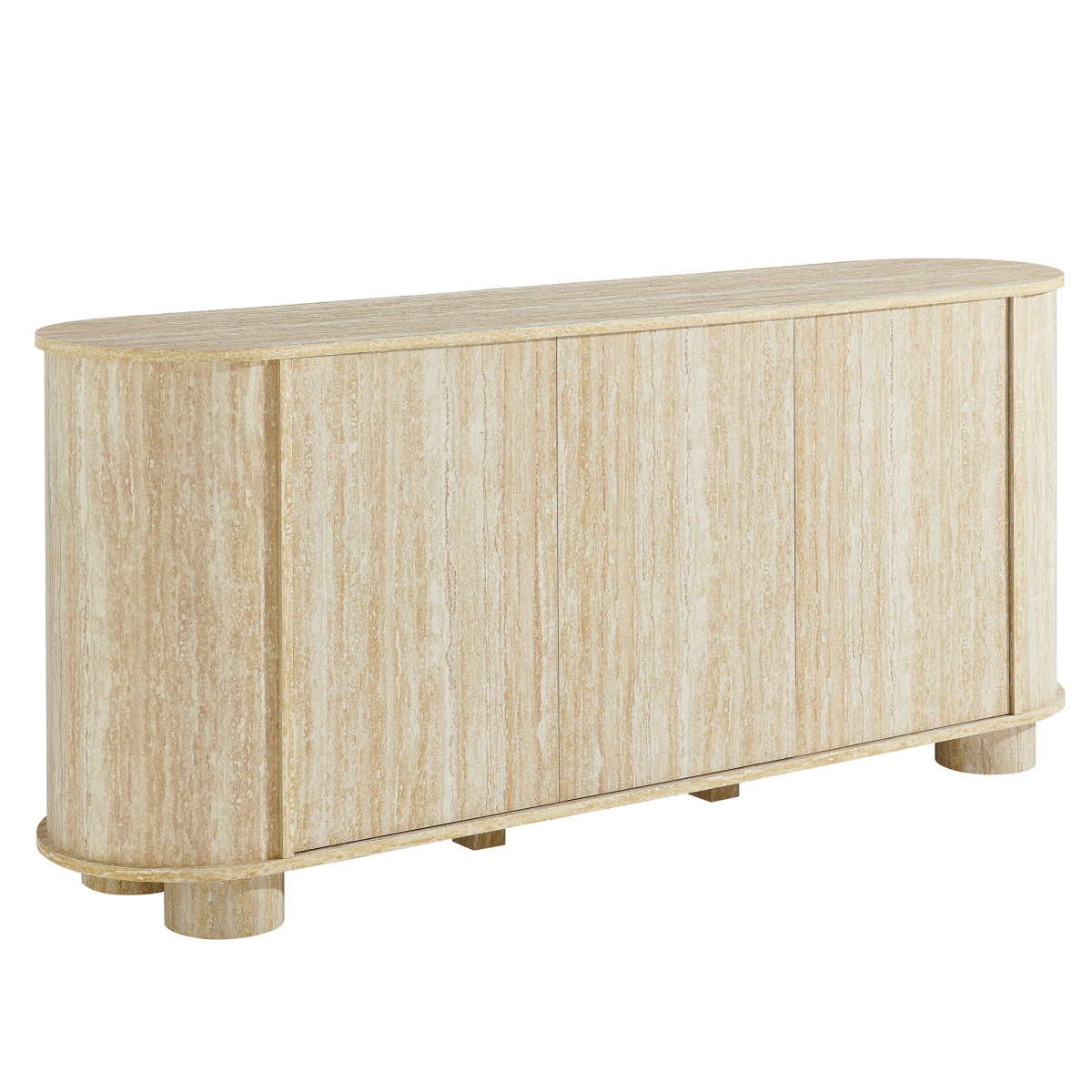 EEI-7015-TRA 63 in. Overture Oval Faux Sideboard, Travertine