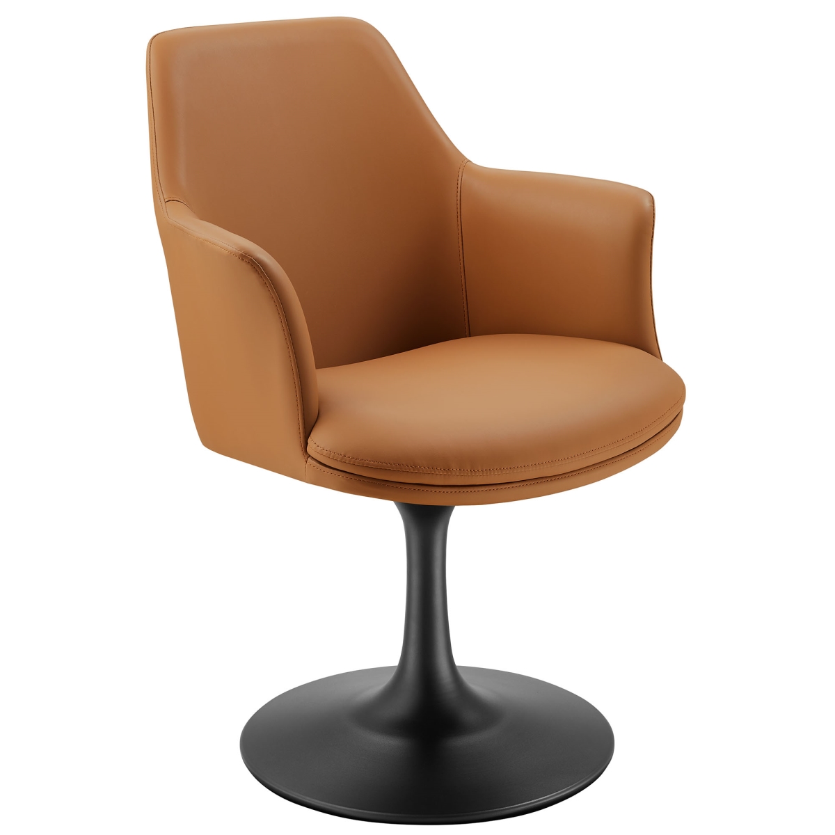 EEI-6958-BLK-TAN Lippa Swivel Dining Vegan Leather Armchair, Black & Tan