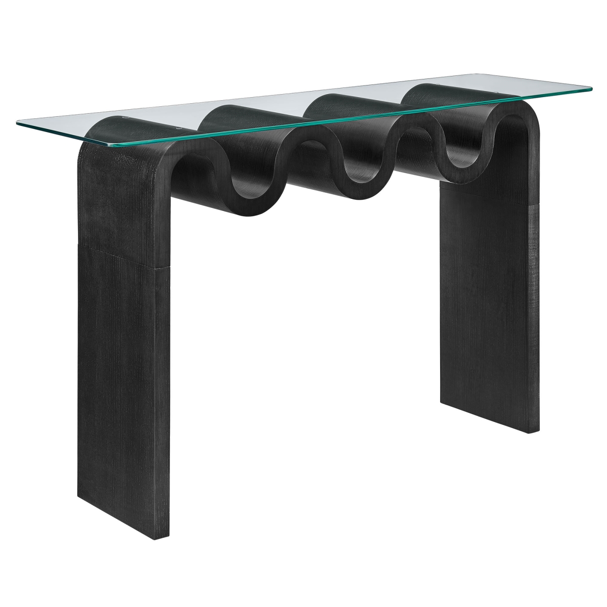 EEI-6901-BLK 50 in. Ondine Glass Top Console Table, Black