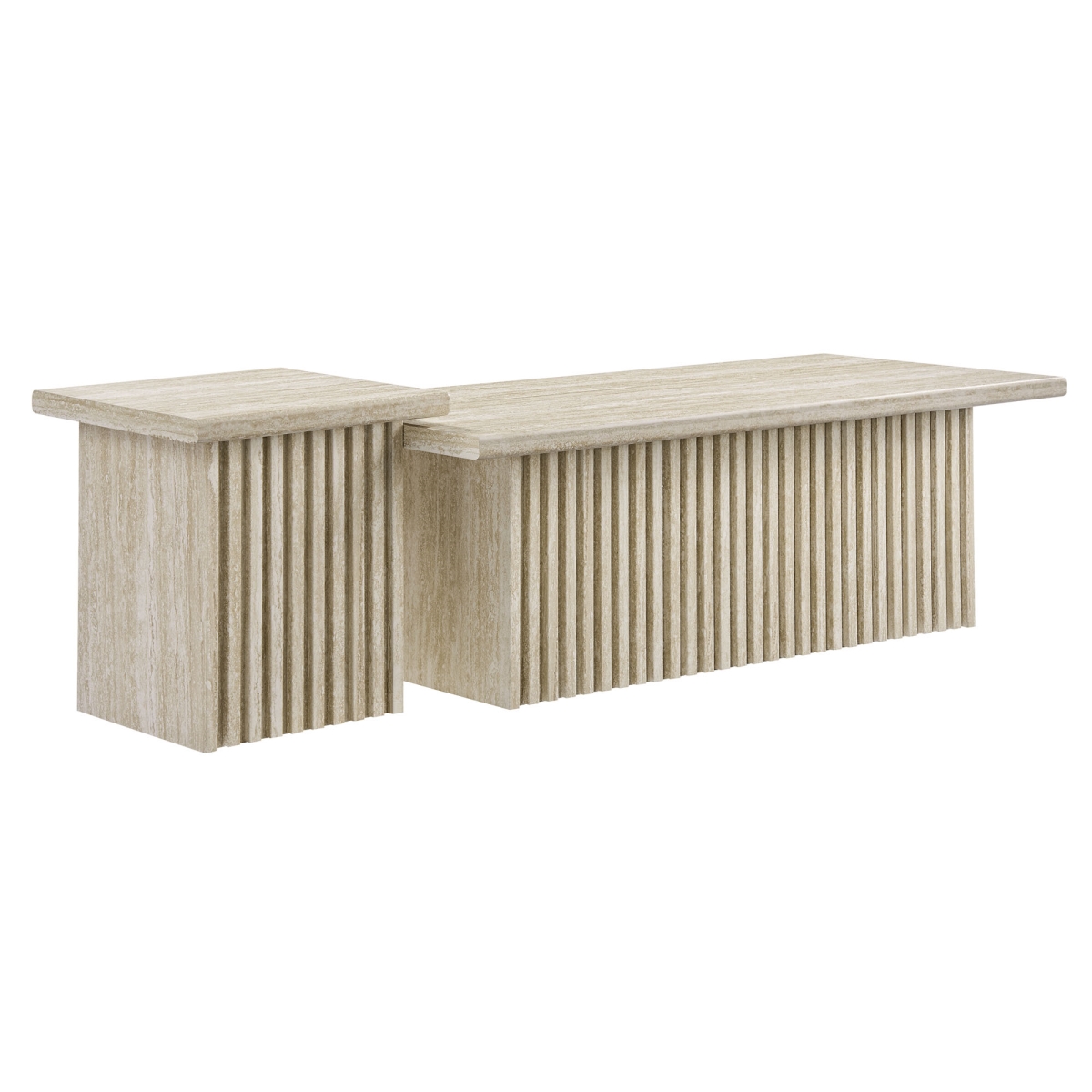 EEI-6970-TRA Render Nesting Faux Coffee Tables, Travertine - Set of 2