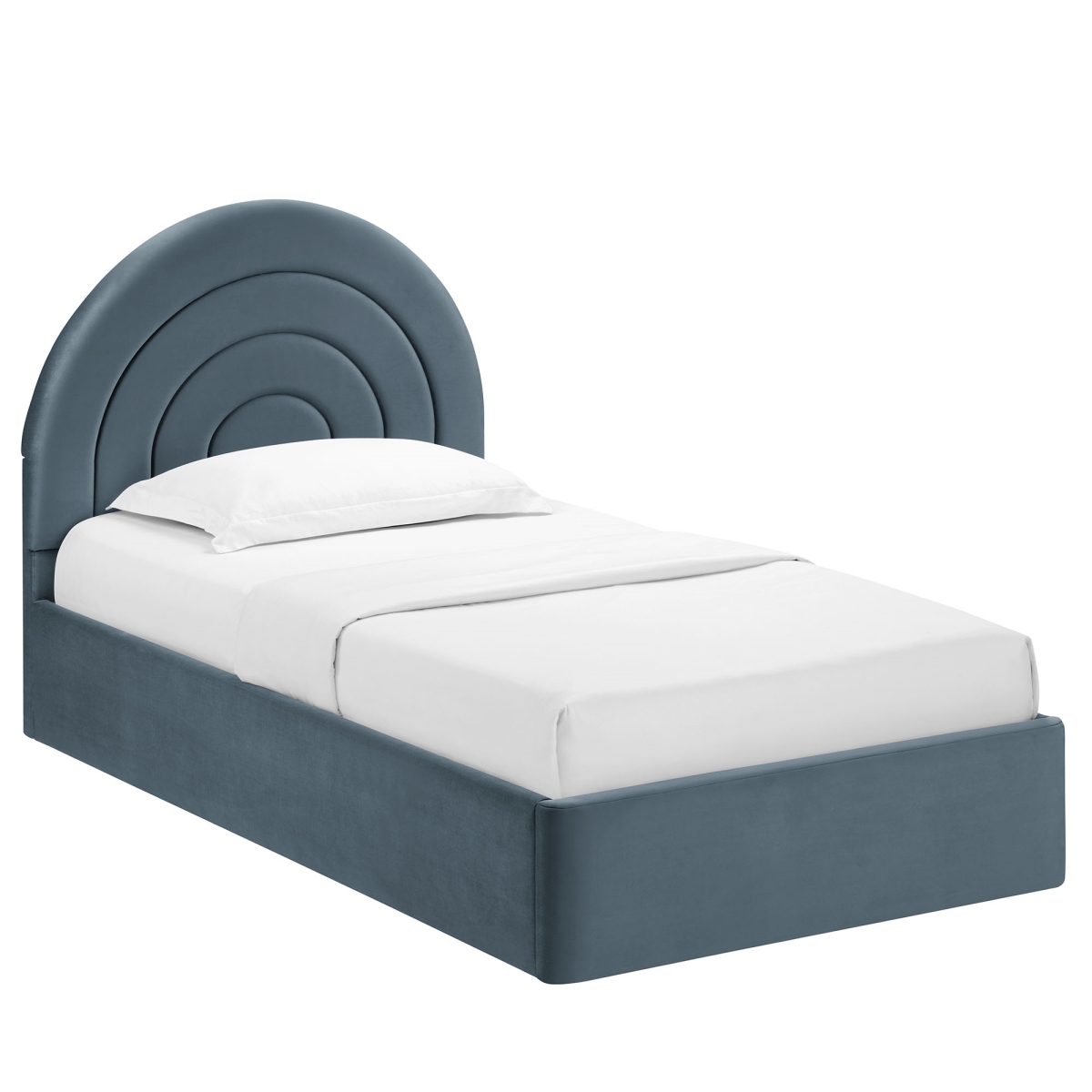 MOD-7165-CAB Solana Arched Performance Velvet Platform Bed, Cadet Blue - Twin Size