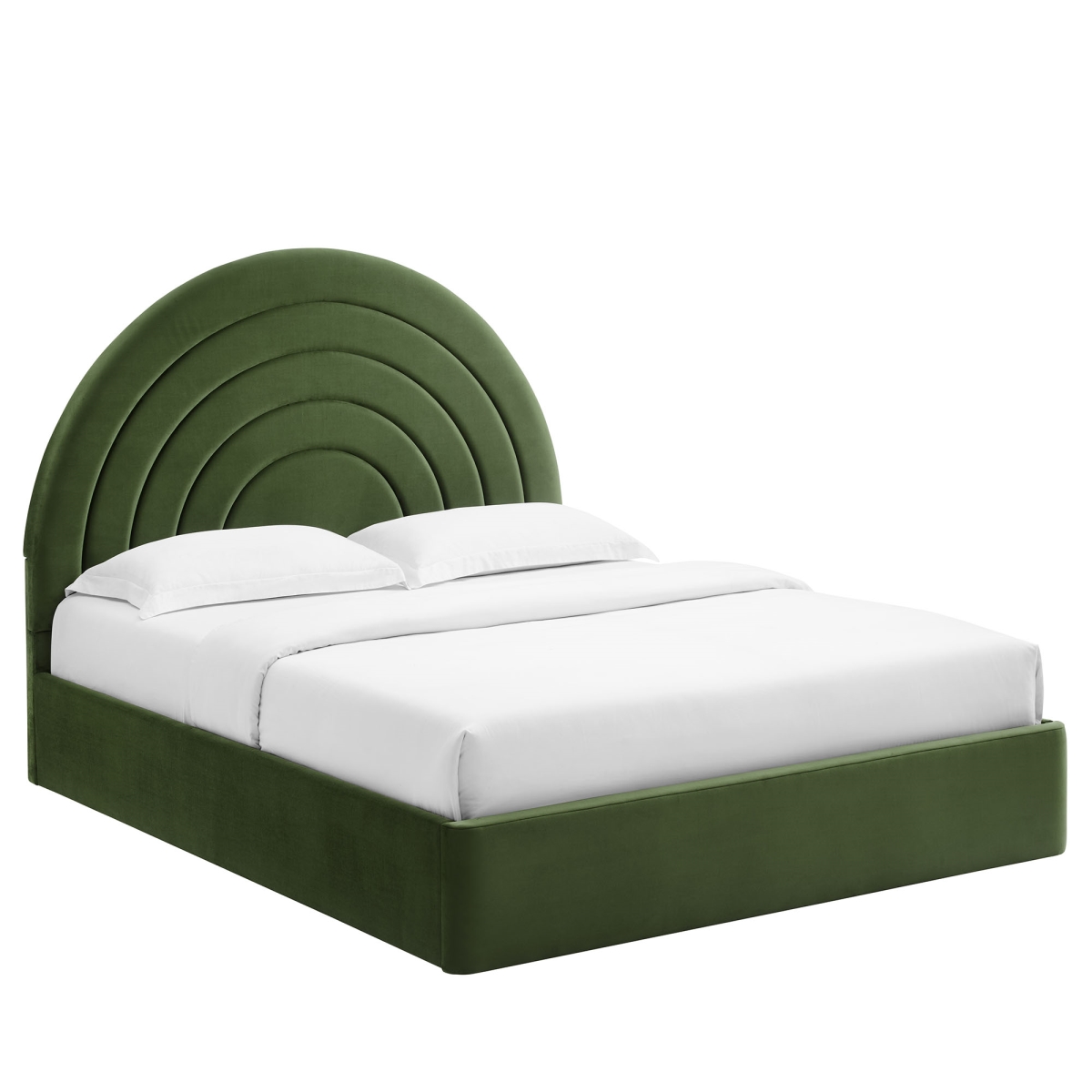 MOD-7167-MOG Solana Arched Performance Velvet Platform Bed - Queen Size