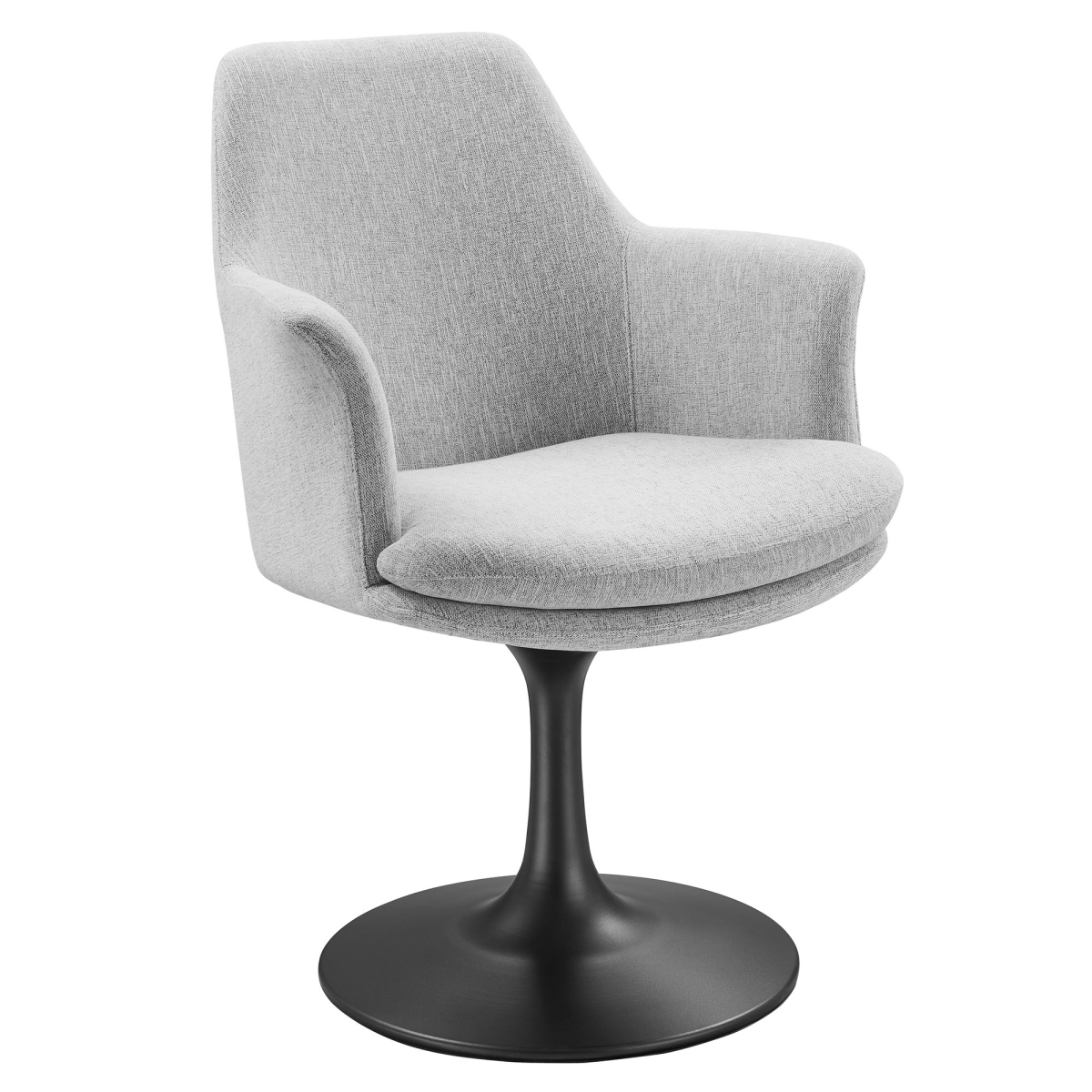 EEI-6956-BLK-HLG Lippa Swivel Dining Upholstered Armchair, Black & Light Gray