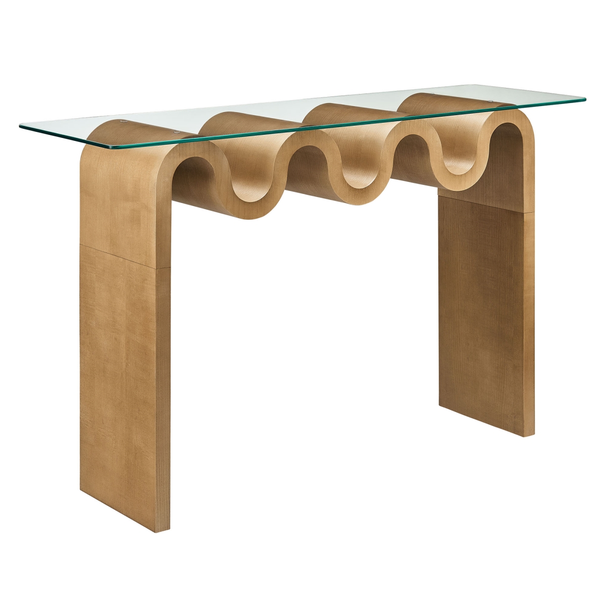 EEI-6901-NAT 50 in. Ondine Glass Top Console Table, Natural
