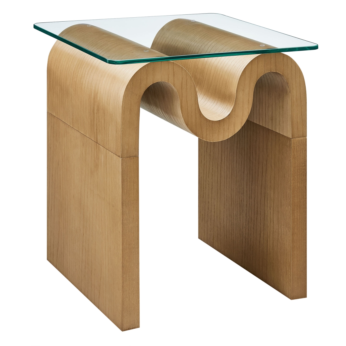 EEI-6902-NAT Ondine Glass Top Side Table, Natural