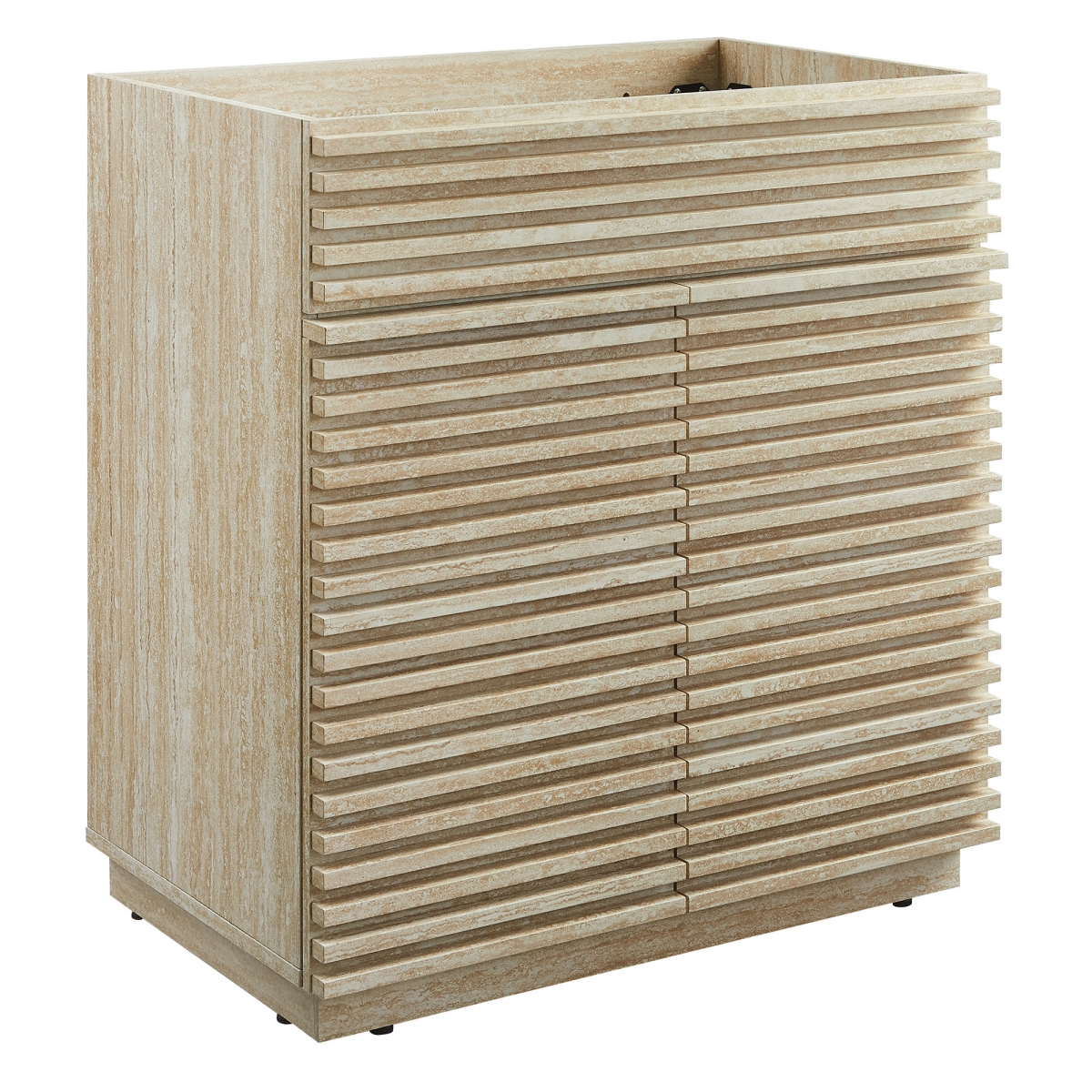 EEI-6968-TRA 30 in. Render Faux Bathroom Vanity Cabinet without Sink, Travertine