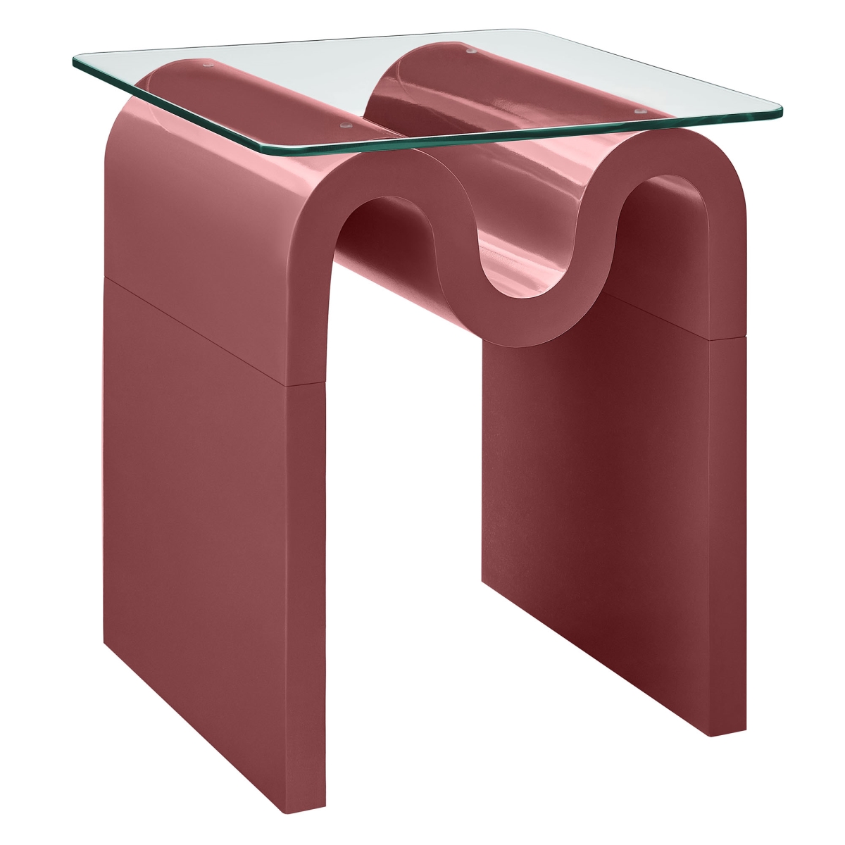 EEI-6902-SPA Ondine Glass Top Side Table, Spiced Apple