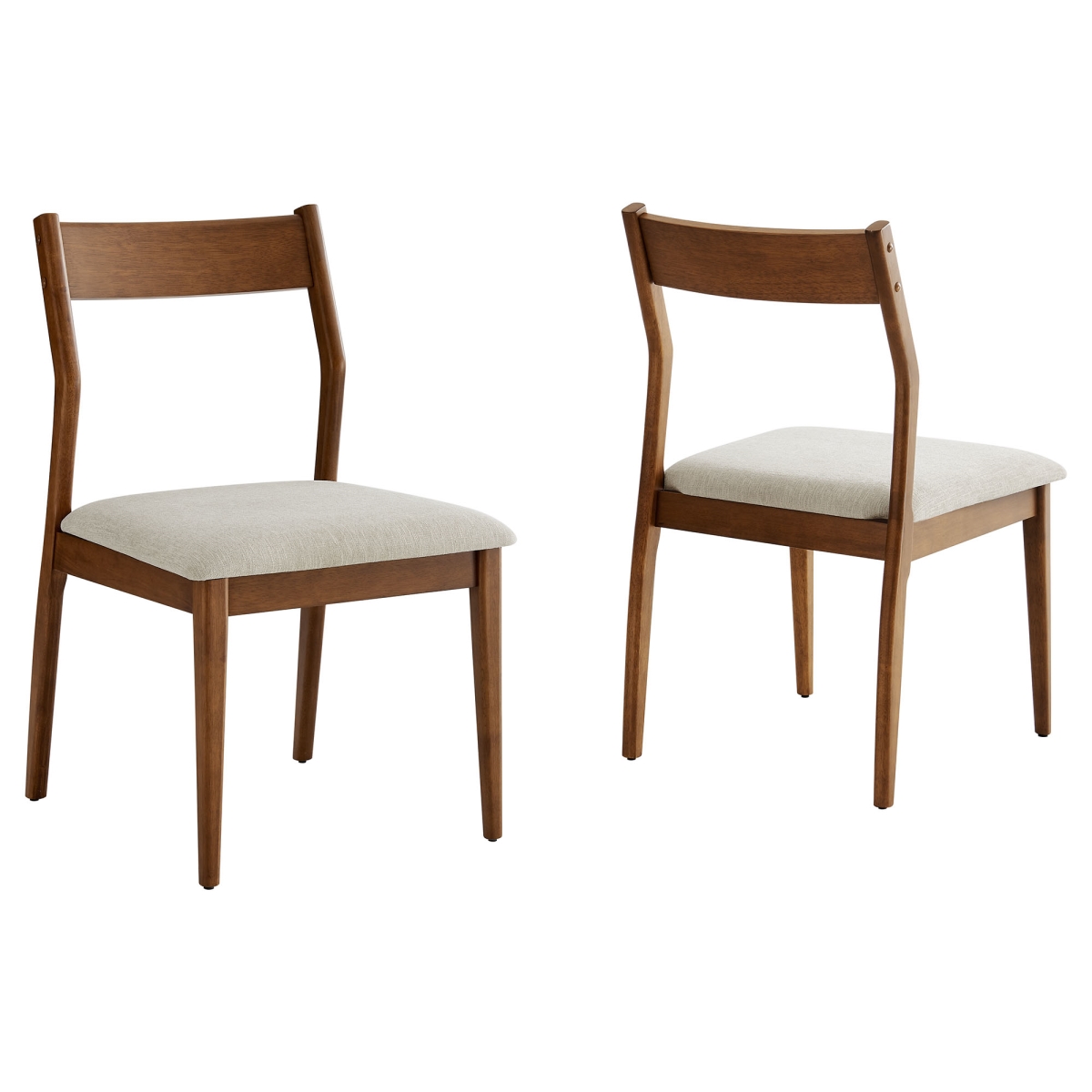 EEI-6918-WAL-HEB 17.5 x 21 x 2 in. Solara Fabric Wood Dining Side Chairs, Walnut Heathered Weave Beige - Set of 2