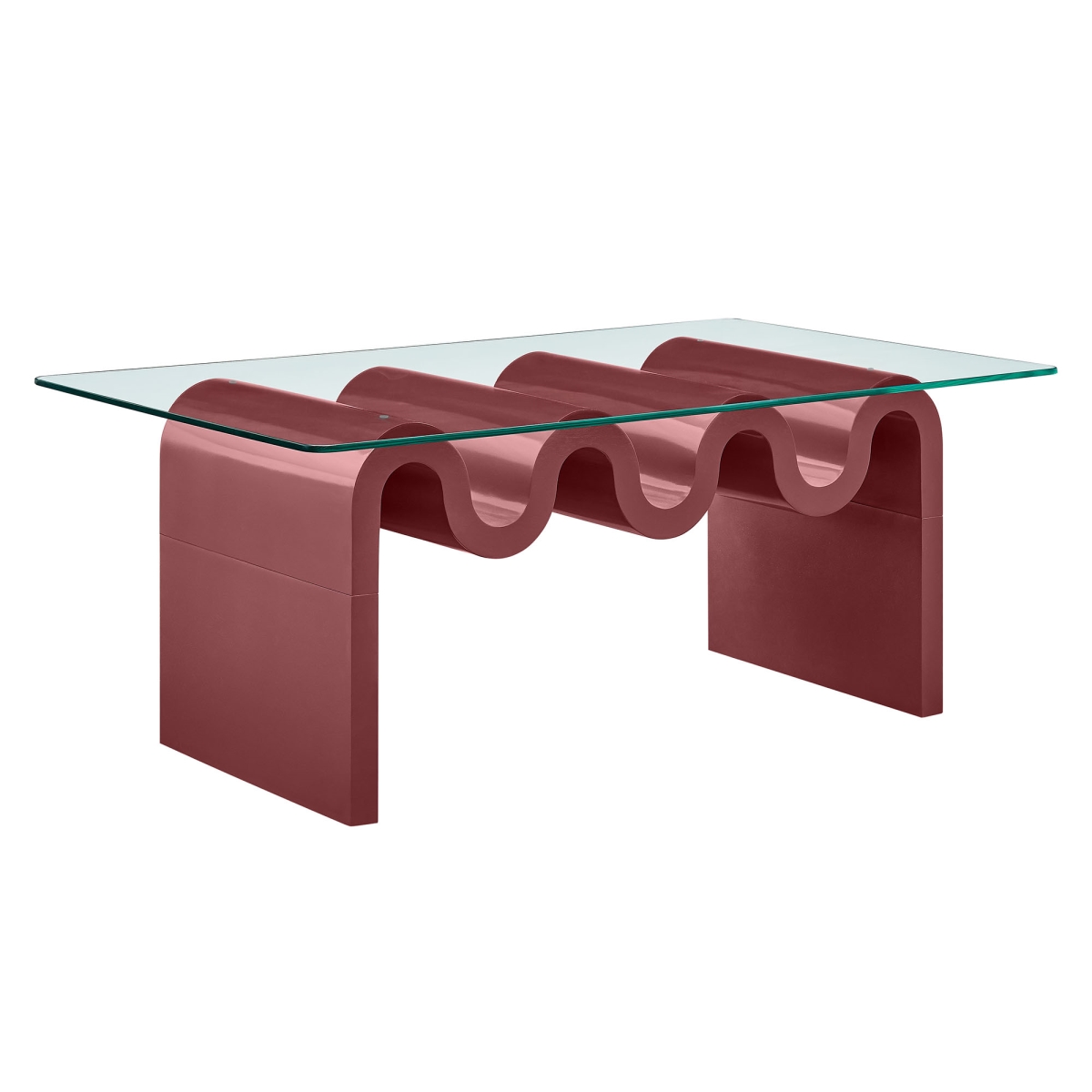EEI-6900-SPA Ondine Glass Top Coffee Table, Spiced Apple