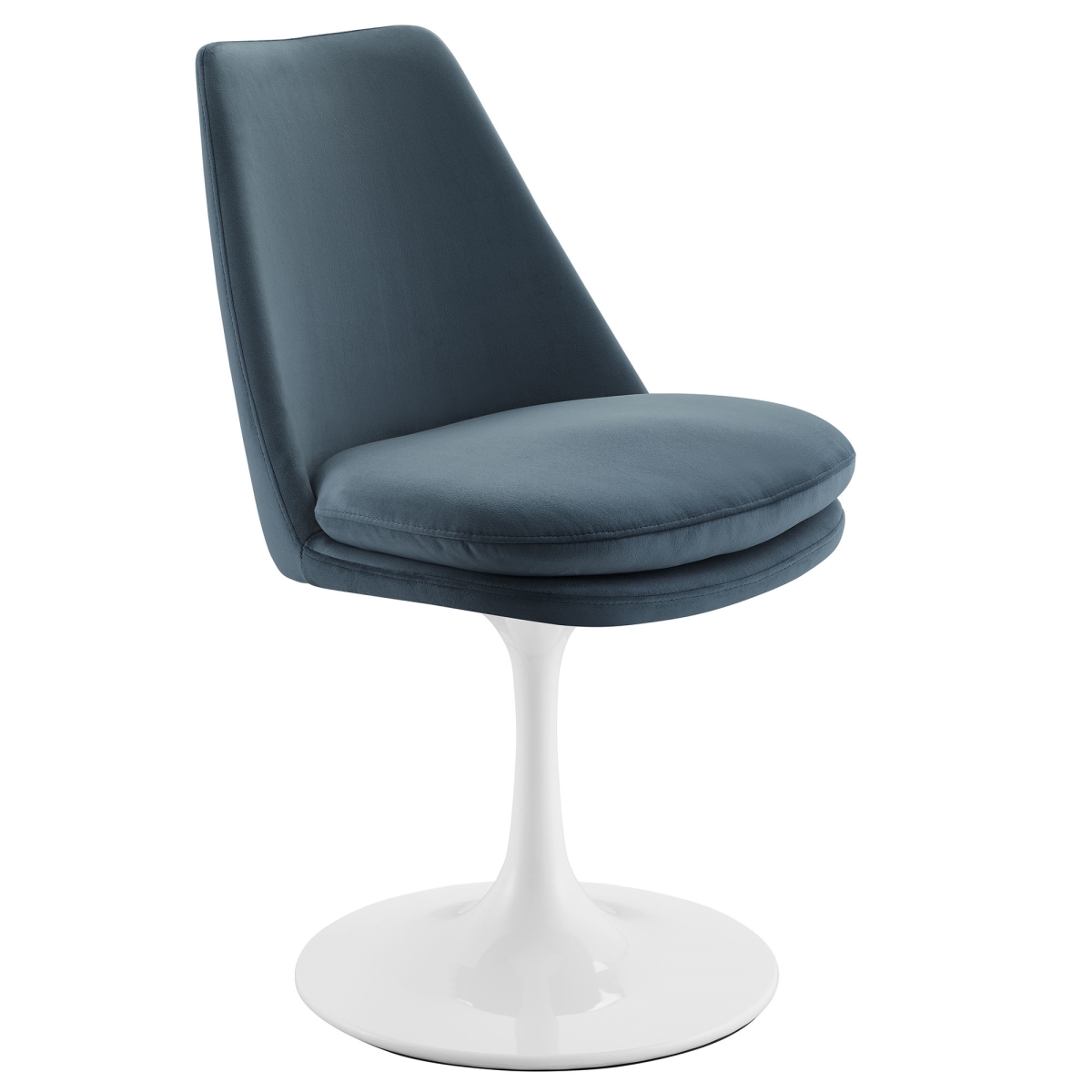 EEI-6954-WHI-CAB Lippa Swivel Dining Performance Velvet Side Chair, White & Cadet Blue