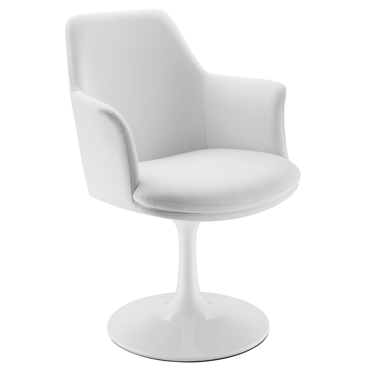 Picture of Modway Furniture EEI-6958-WHI-WHI 26.5 x 25.5 x 35.5 in. Lippa Swivel Dining Vegan Leather Armchair - White