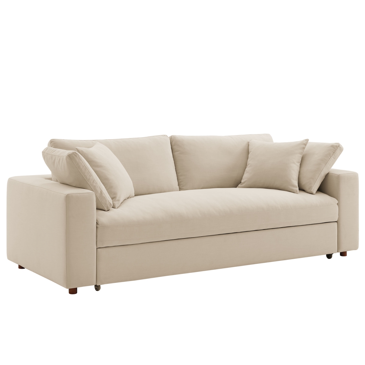 EEI-7080-LBG Commix Down Filled Overstuffed Sleeper Sofa, Light Beige