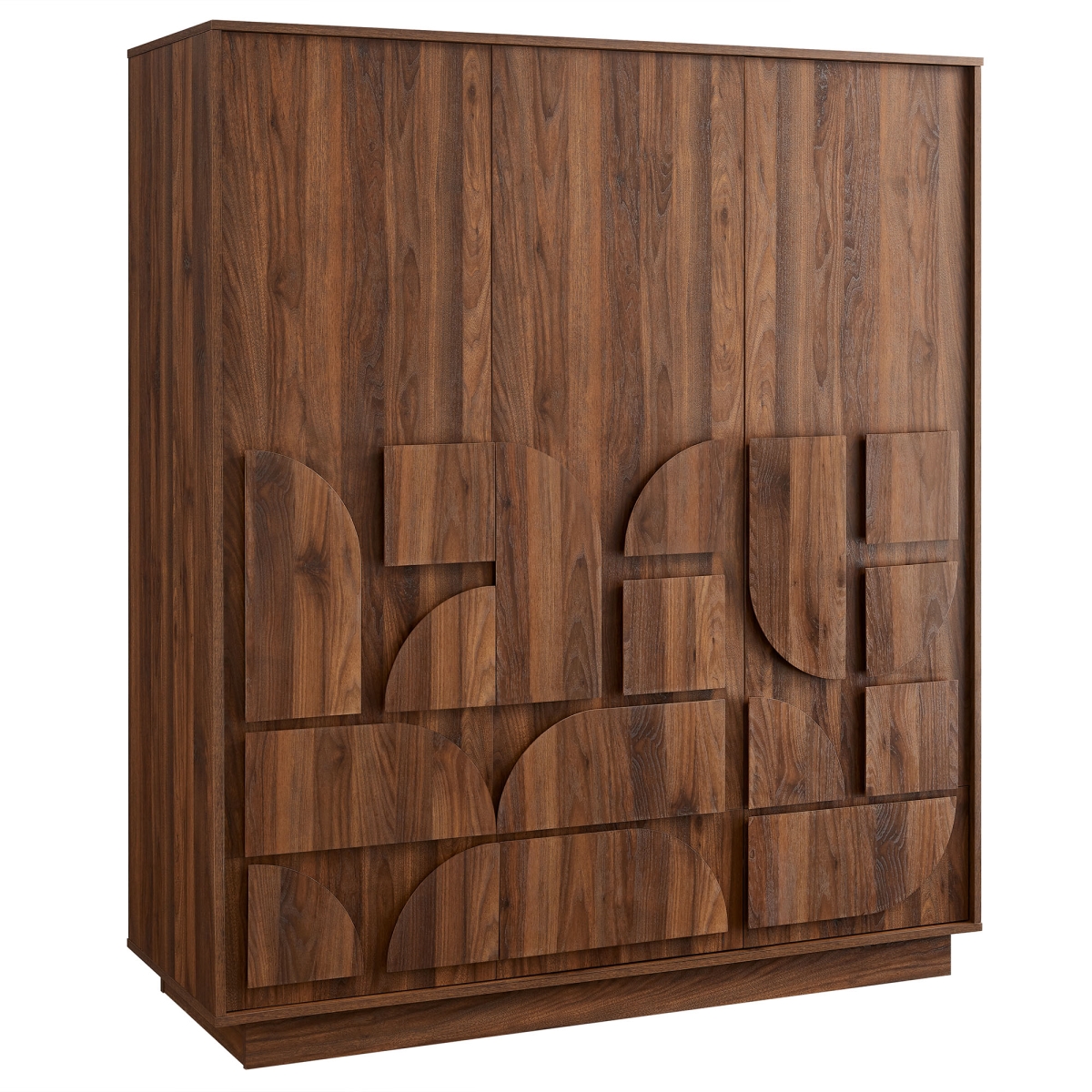 MOD-7164-WAL 66 in. Bulwark 3-Door Wardrobe Closet, Walnut
