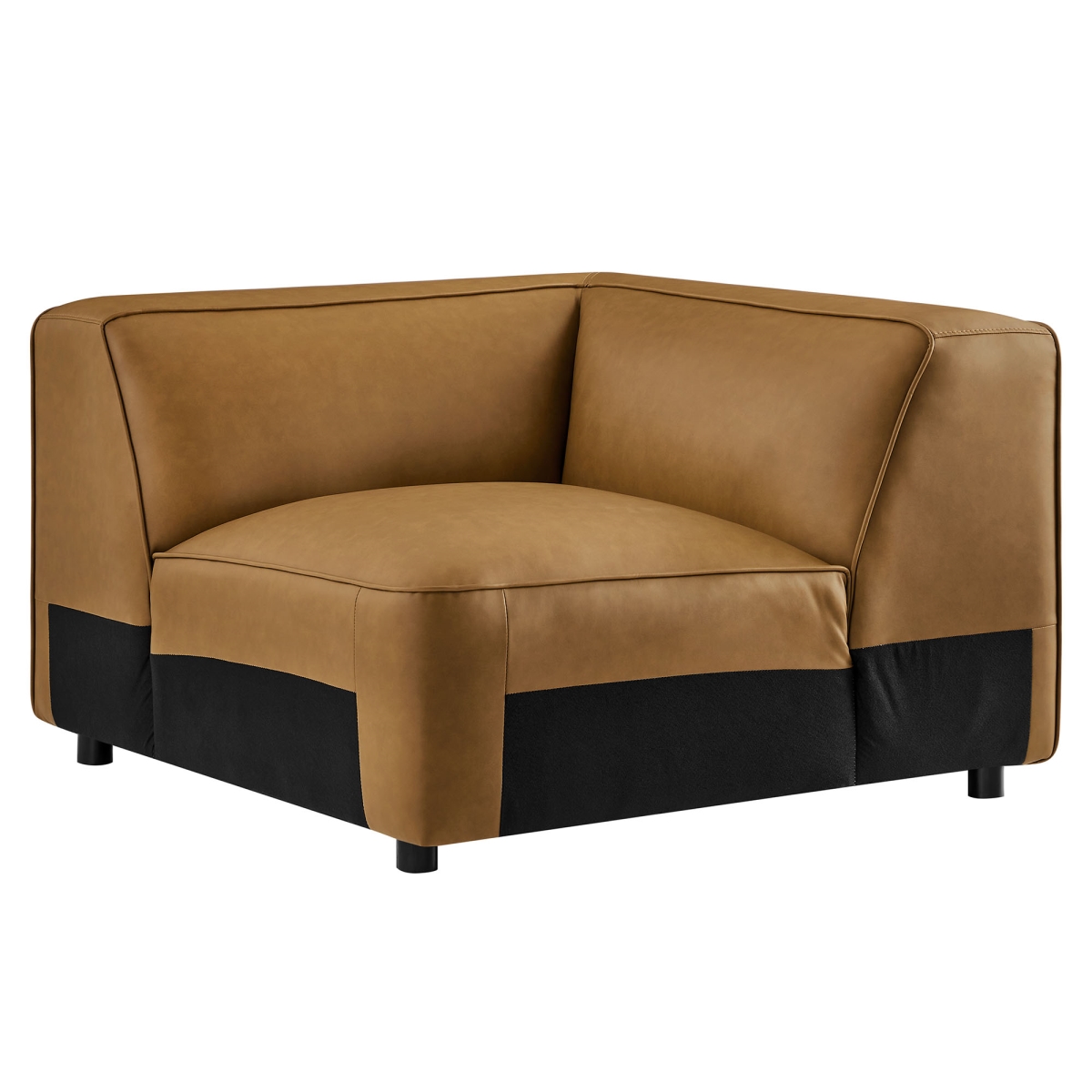 EEI-7123-CAM Auren Upholstered Vegan Leather Modular Corner Chair, Camel