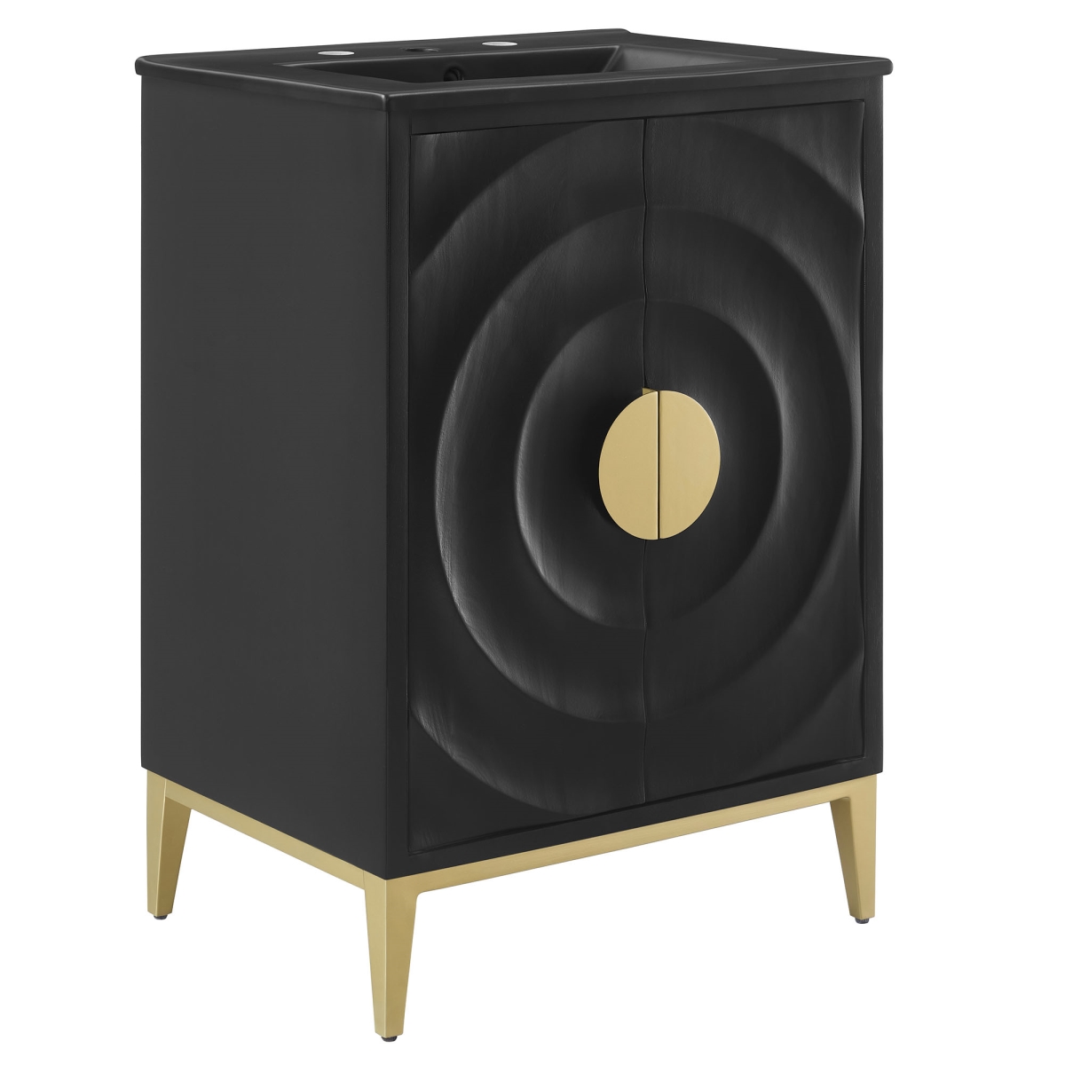 EEI-7160-BLK-BLK 24 in. Beau Wood Bathroom Vanity with Basin, Black