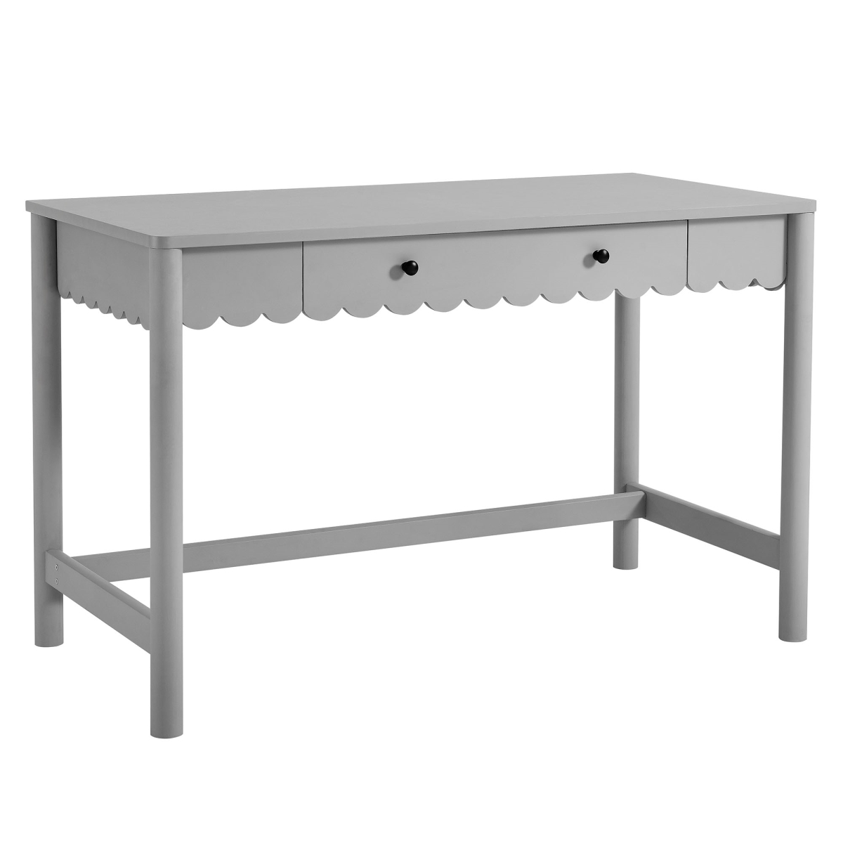 EEI-7155-LGR Emmeline 1-Drawer Scallop Writing Desk, Light Gray