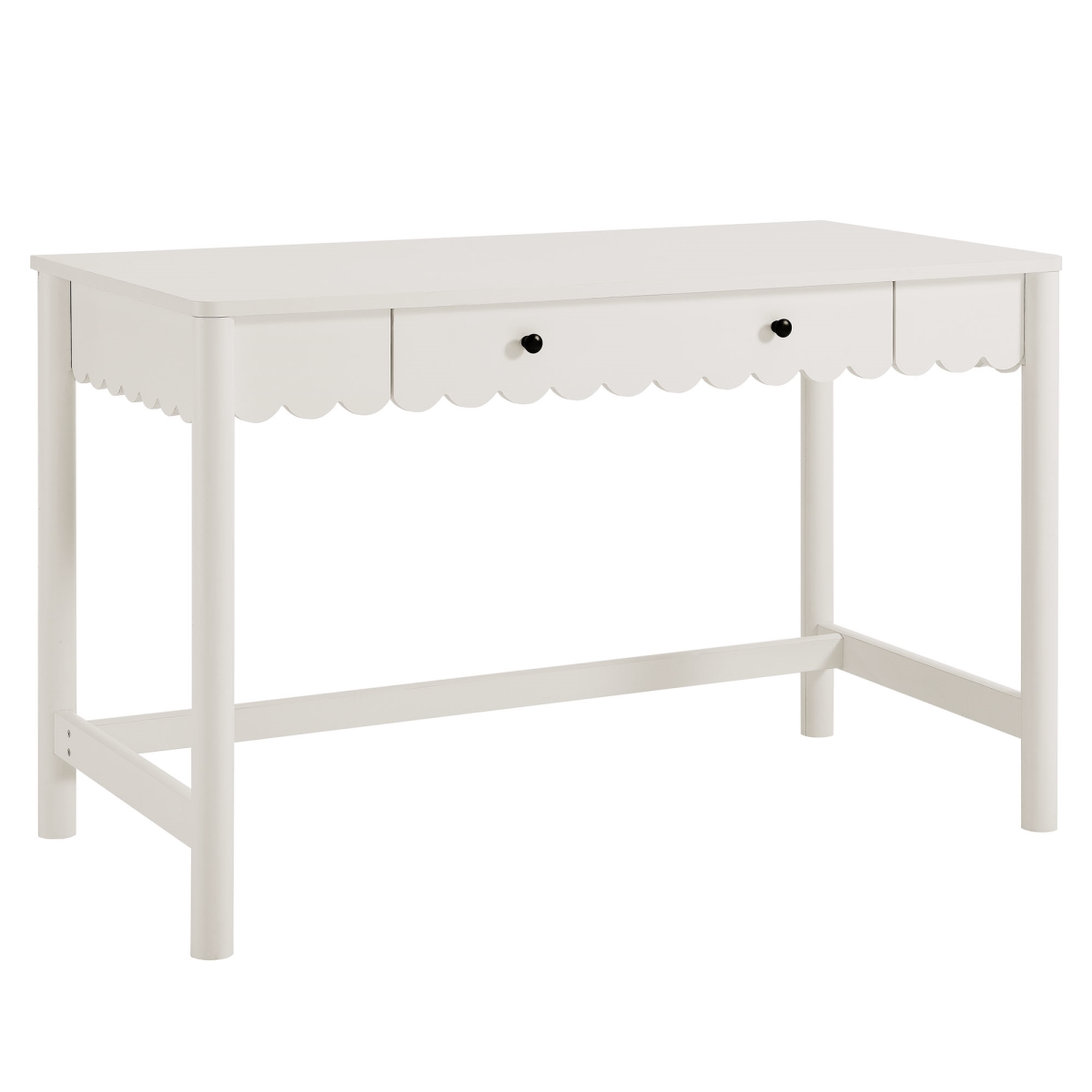 EEI-7155-WHI 29.45 in. Emmeline 1-Drawer Scallop Writing Desk, White