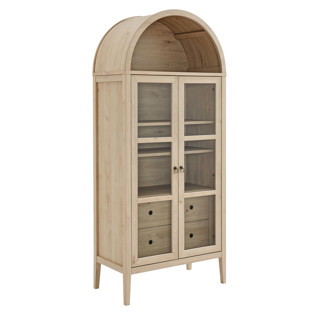 EEI-6639-LOA Nolan Tall Arched Storage Display Cabinet, Light Oak