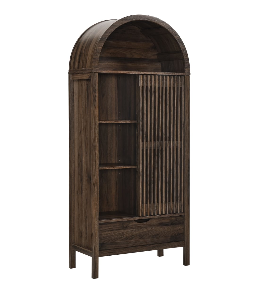 EEI-7167-WAL 71 in. Vaughn Arched Storage Display Cabinet, Walnut